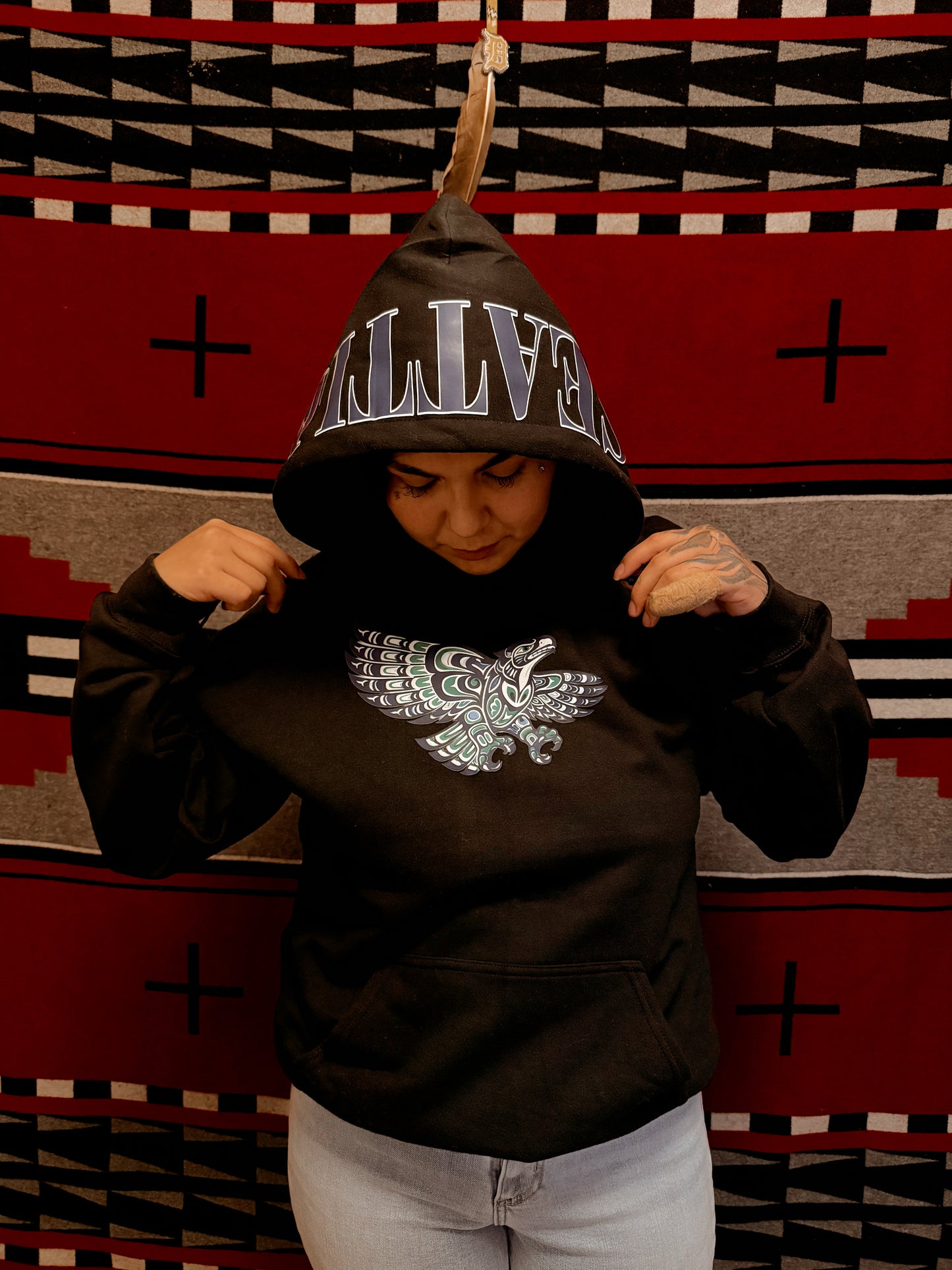 "Coast Salish Seahawk" Sweater